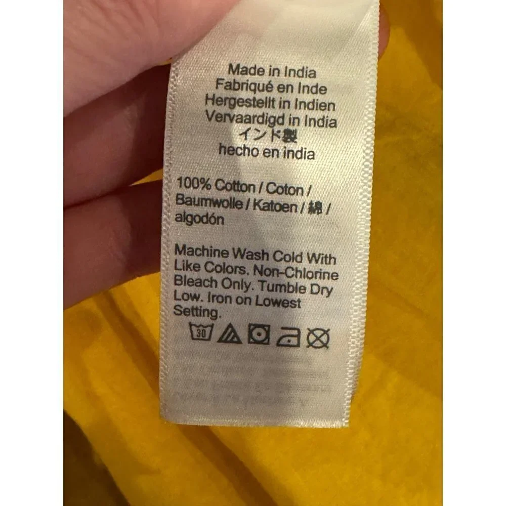 J Crew Dress Women XXS Yellow NWT Cotton Voile Tiered Button Front Beach‎ Boho